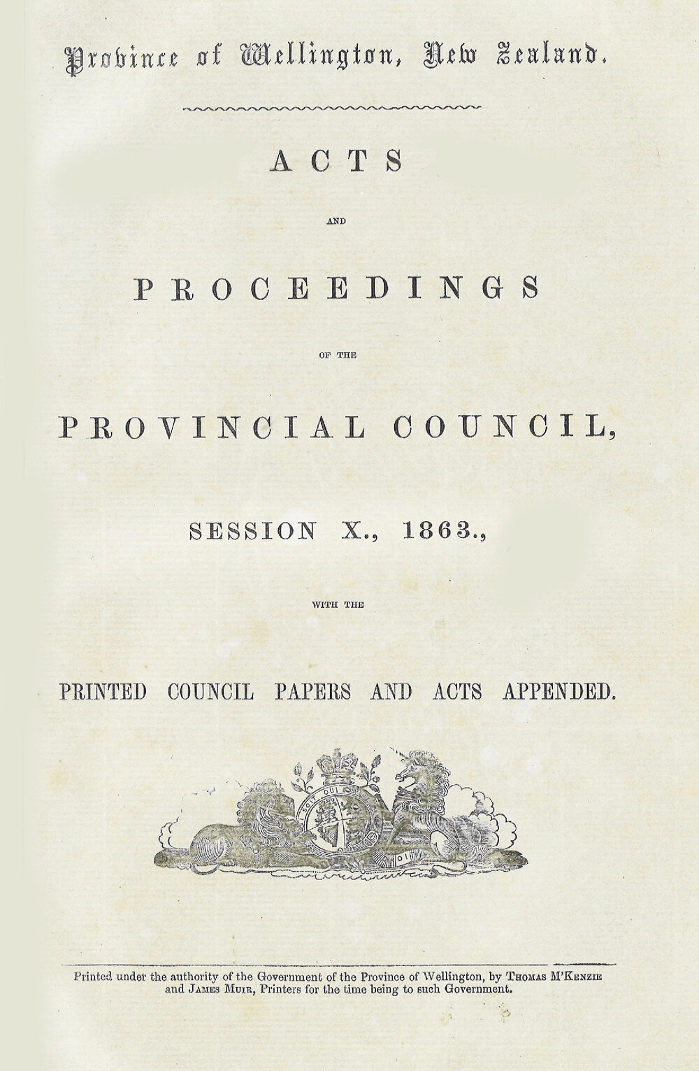 Wellington Provincial Council Proceedings, Session 10 (1863)