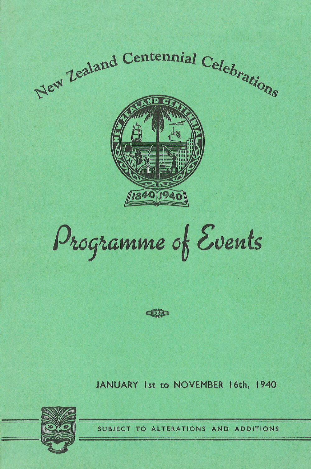 New Zealand Centennial Celebrations : Programme of Events