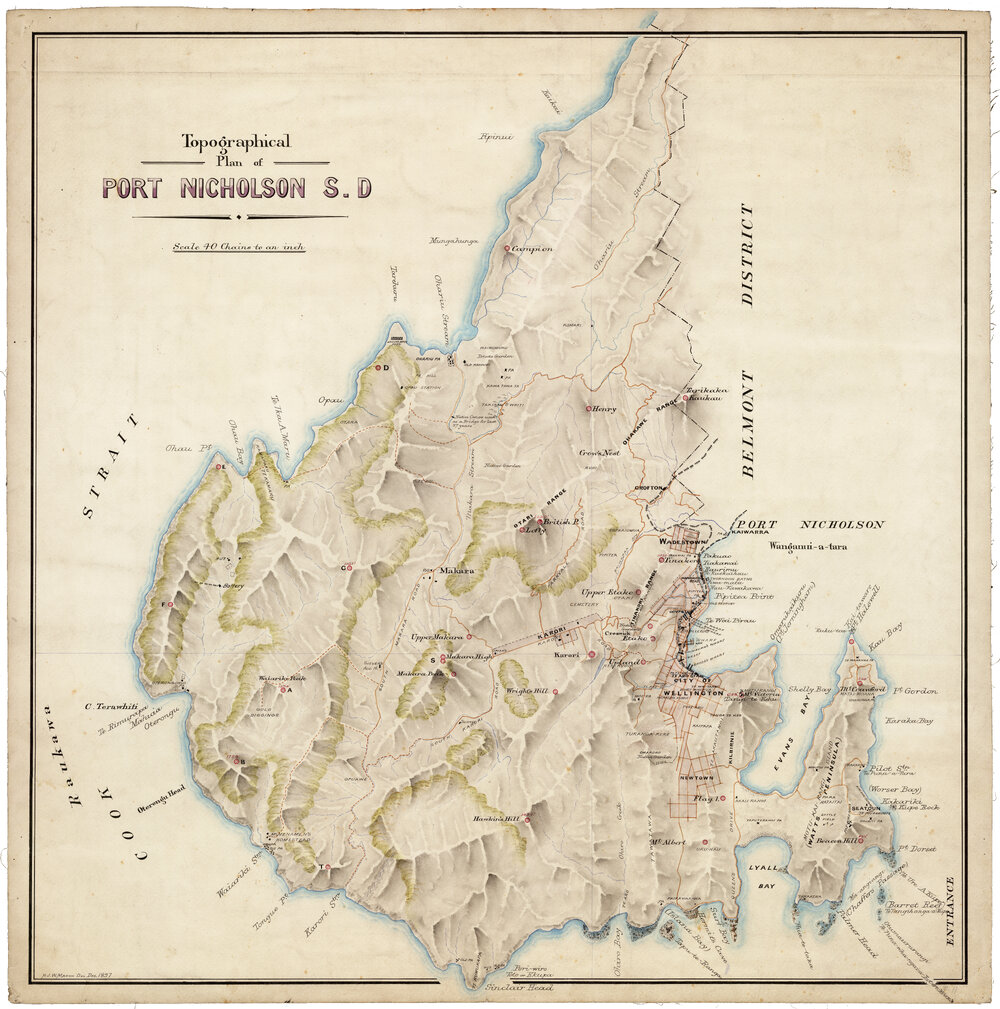 Topographical Plan of Port Nicholson S.D [including Māori names and features, 1897]