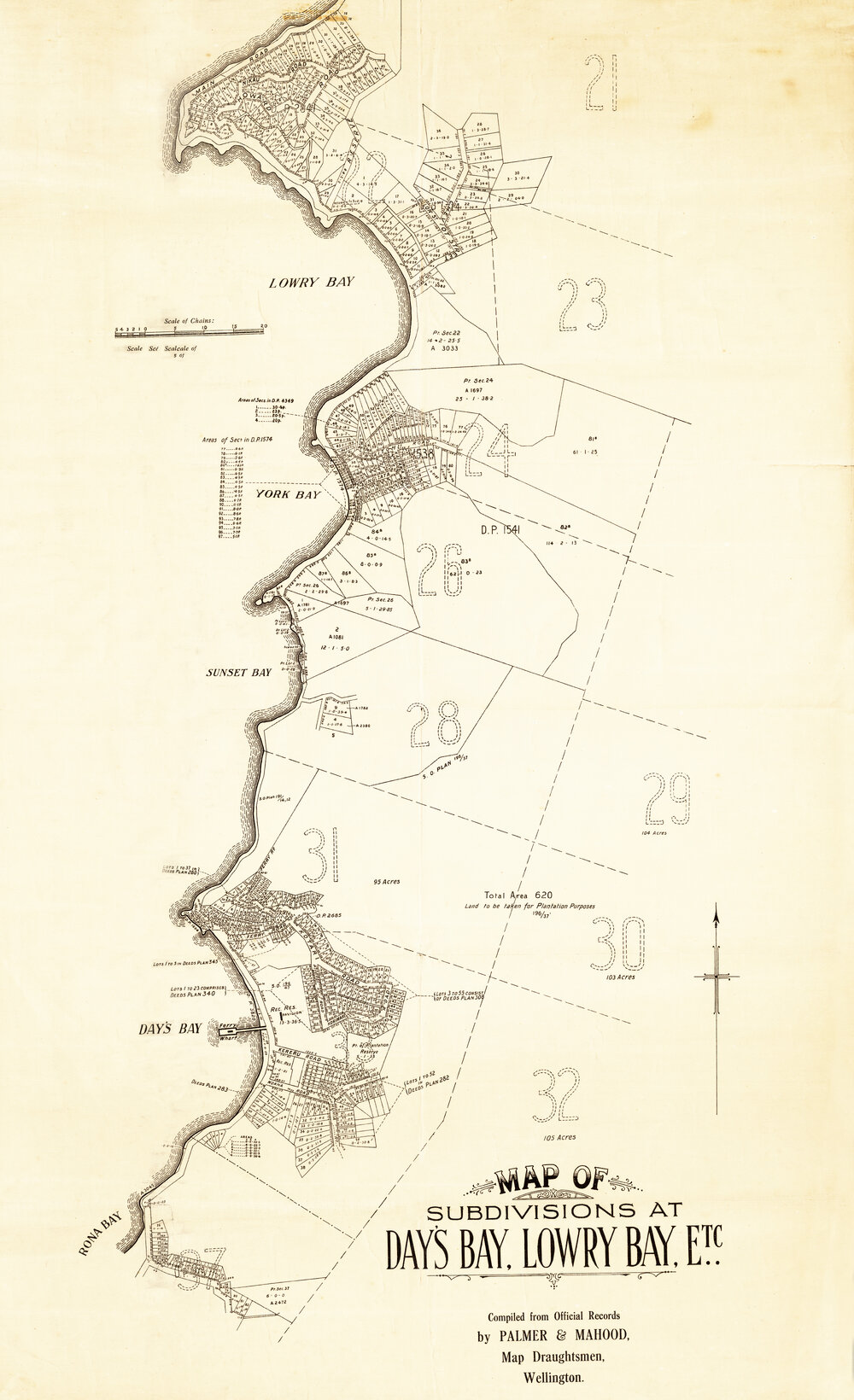 Map of subdivisions at Day's Bay, Lowry Bay etc [Eastbourne]