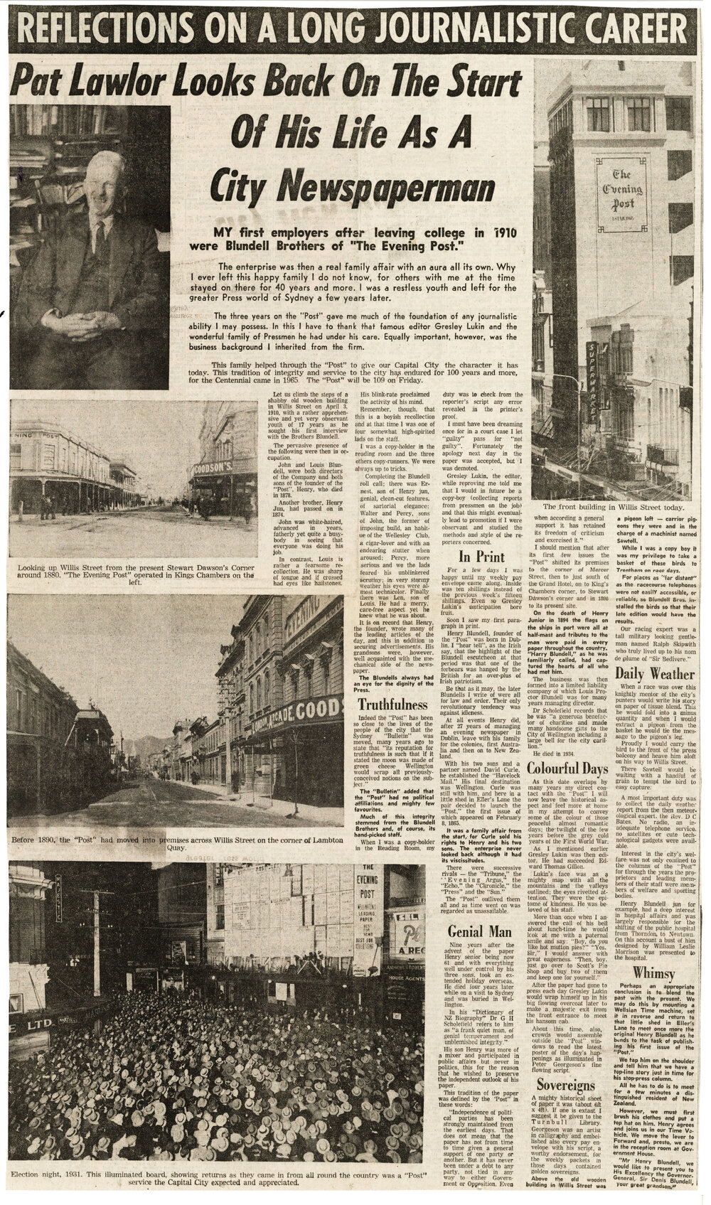 Pat Lawlor looks back on the start of his life as a city newspaperman