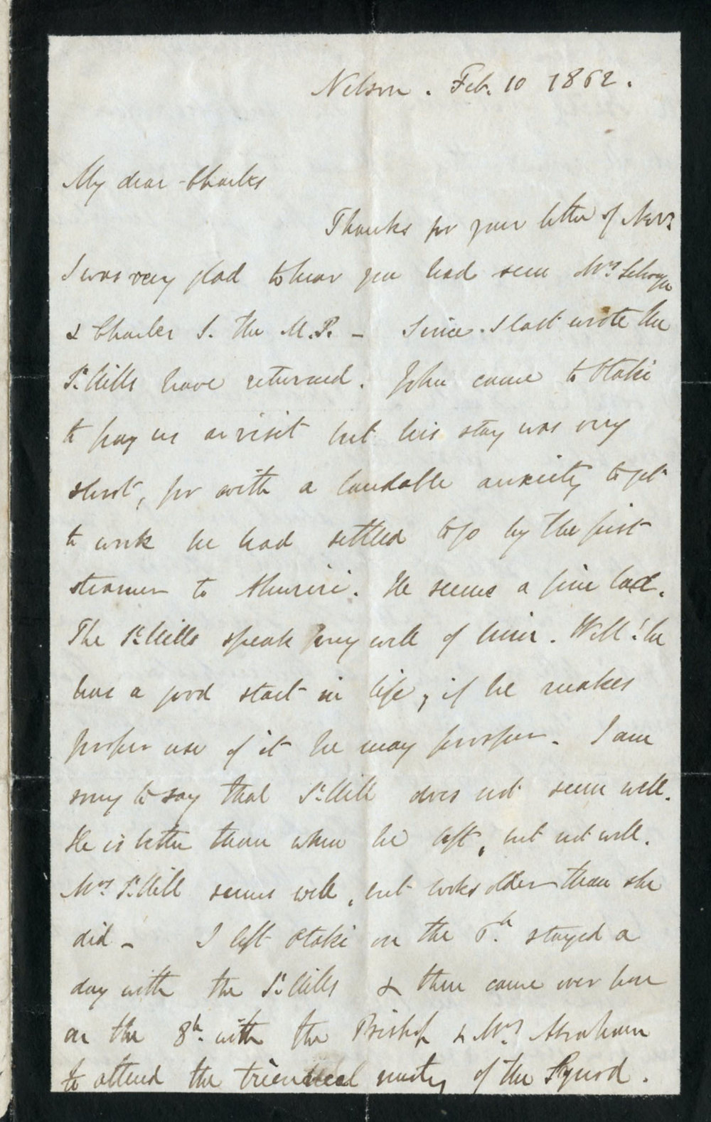 Letter from Octavius Hadfield to his brother Charles, February 1862