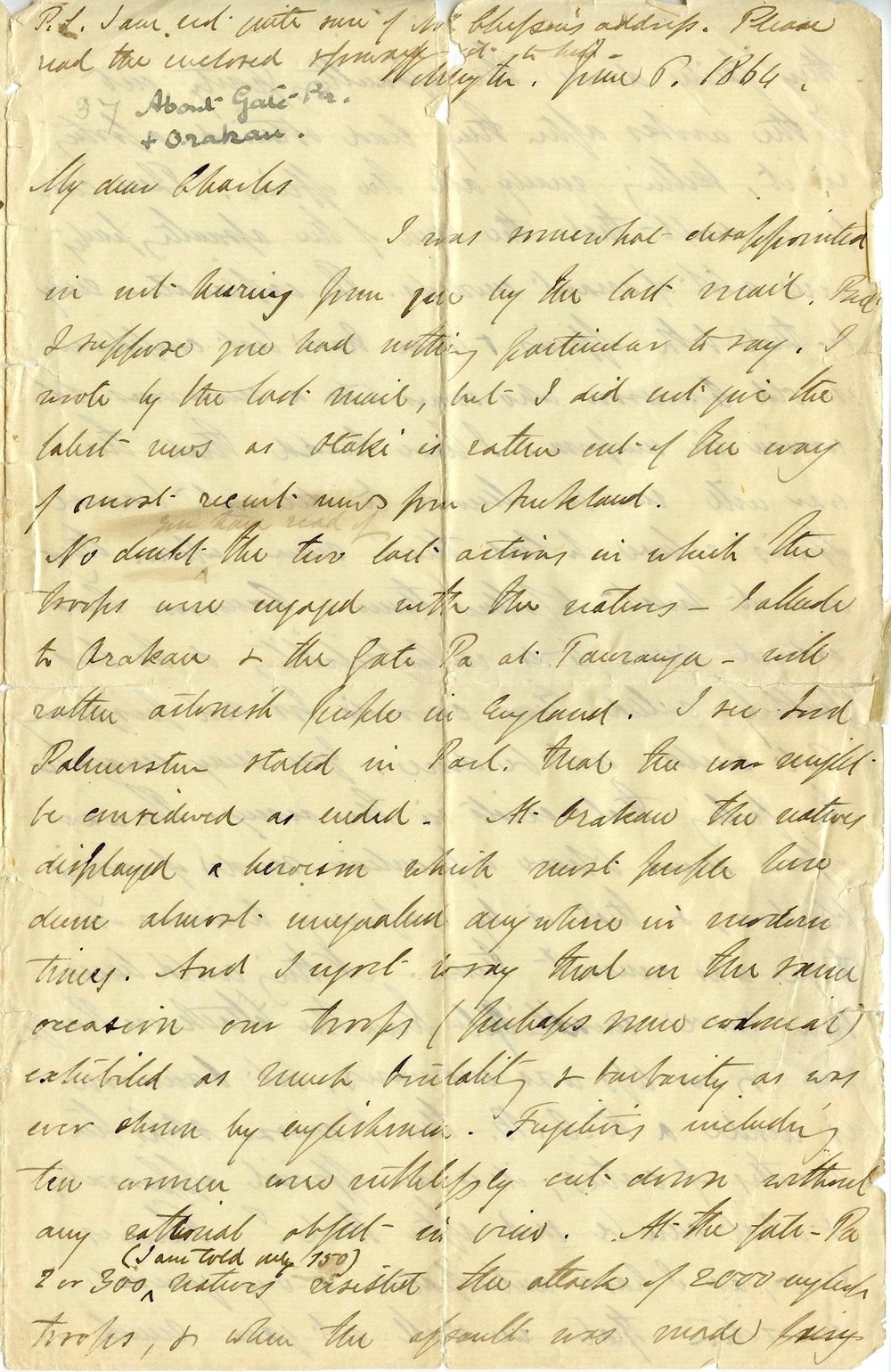 Letter from Octavius Hadfield to his brother Charles, June 1864