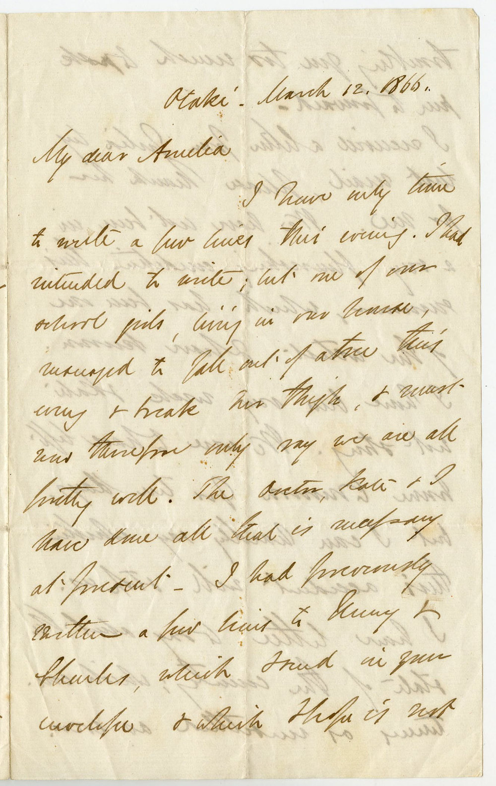 Letter from Octavius Hadfield to his sister Amelia, March 1866
