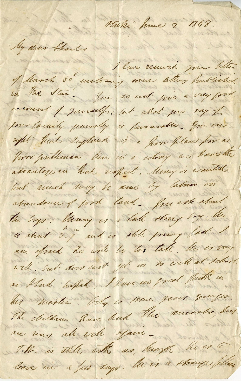 Letter from Octavius Hadfield to his brother Charles, June 1868