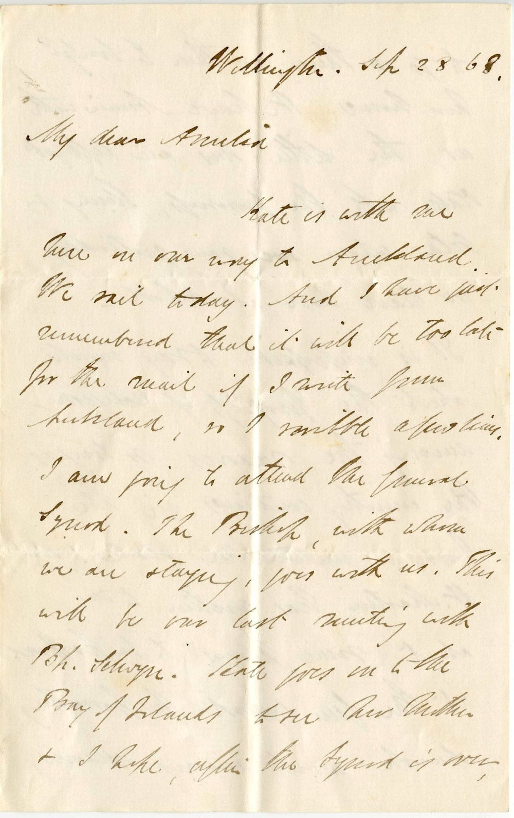 Letter from Octavius Hadfield to his sister Amelia, September 1868