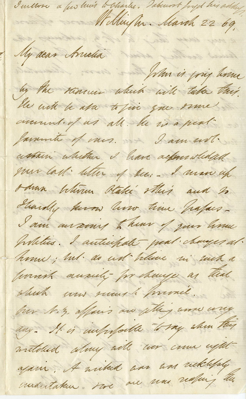 Letter from Octavius Hadfield to his sister Amelia, March 1869