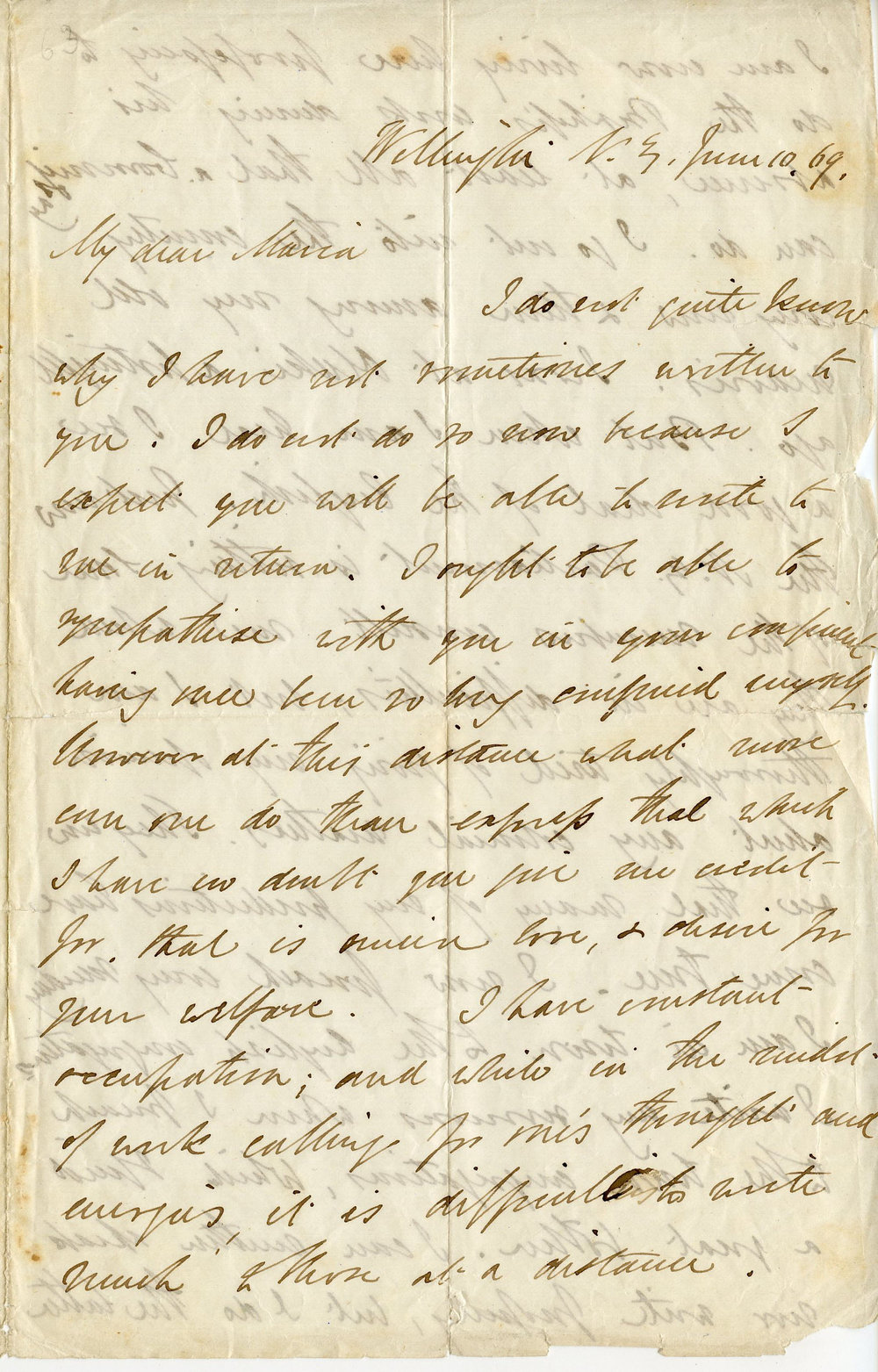 Letter from Octavius Hadfield to his sister Maria, June 1869