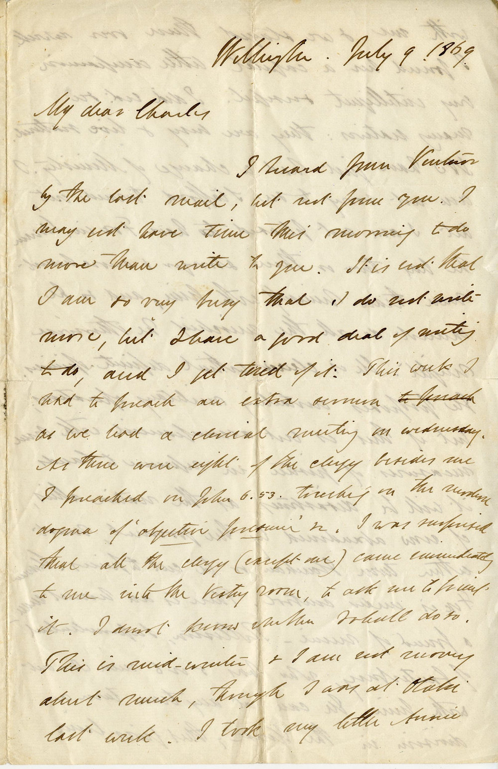 Letter from Octavius Hadfield to his brother Charles, July 1869