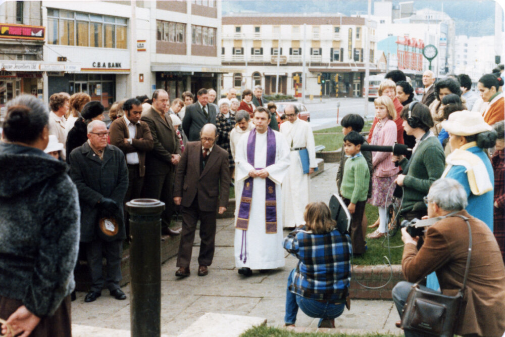 Ceremony at Te Aro Park for the 140th anniversary of the first Methodist service