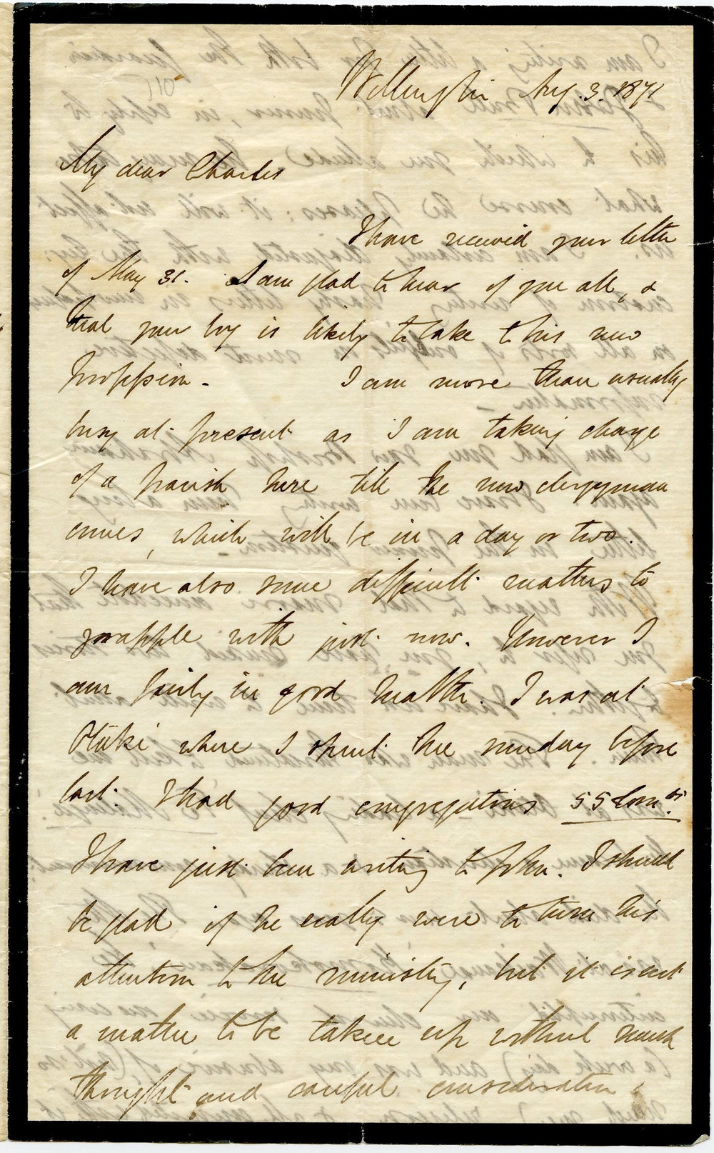 Letter from Octavius Hadfield to his brother Charles, August 1871