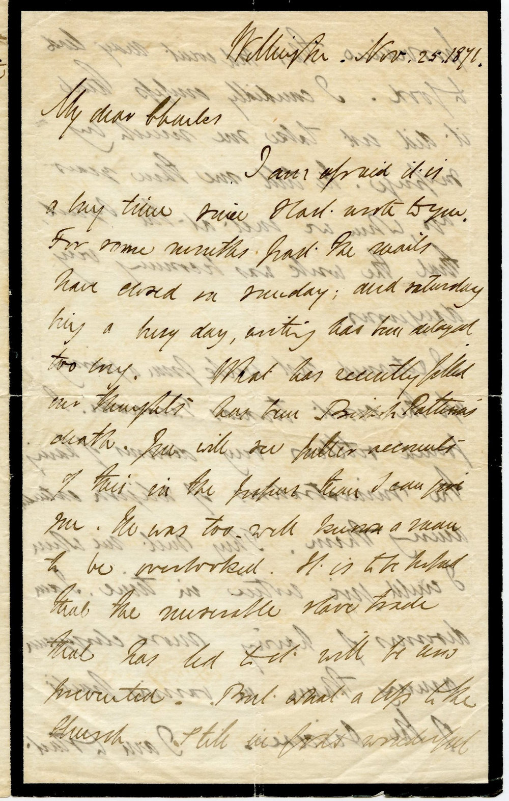 Letter from Octavius Hadfield to his brother Charles, November 1871