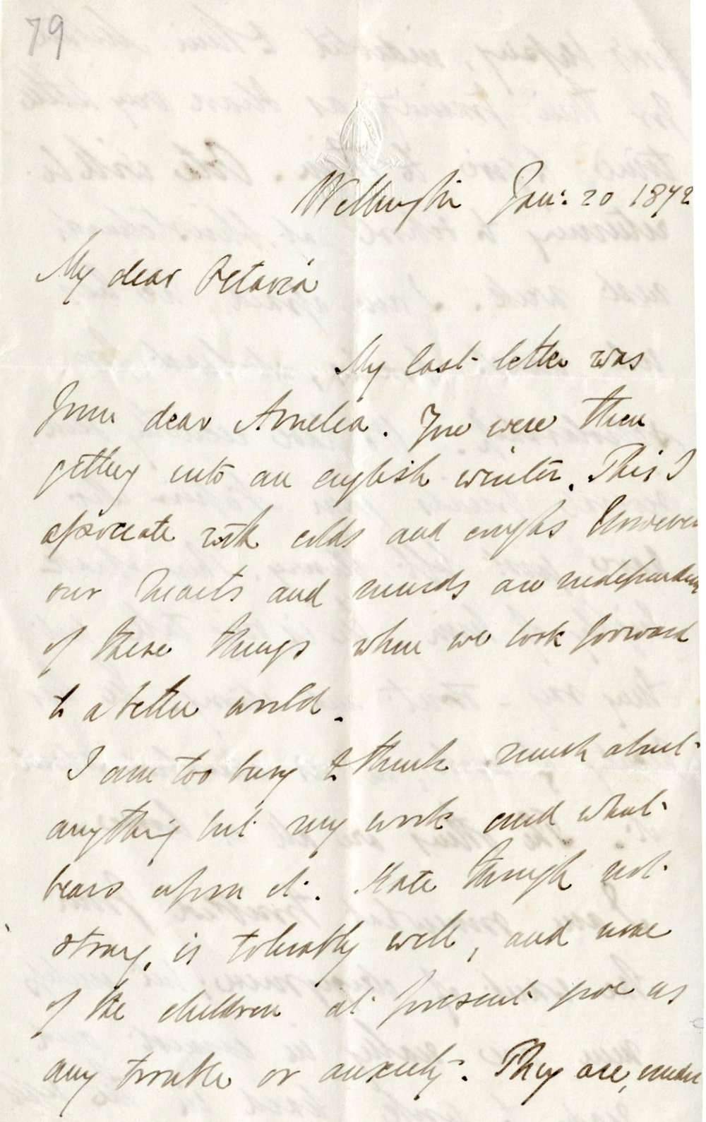 Letter from Octavius Hadfield to his sister Octavia, January 1872