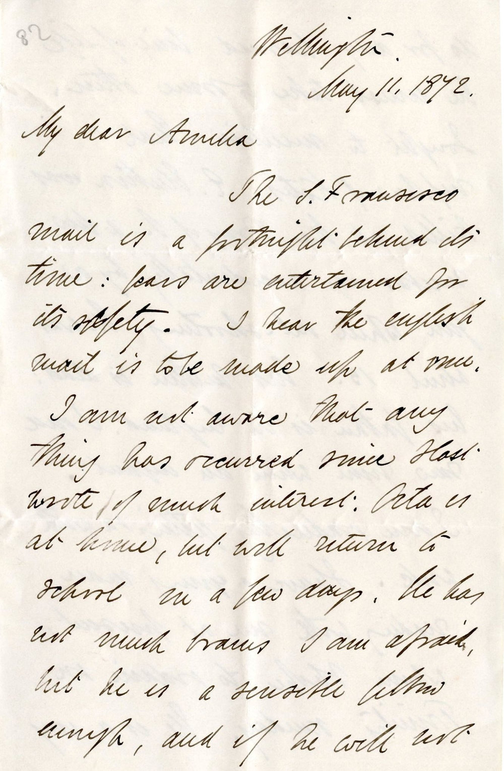 Letter from Octavius Hadfield to his sister Amelia, May 1872