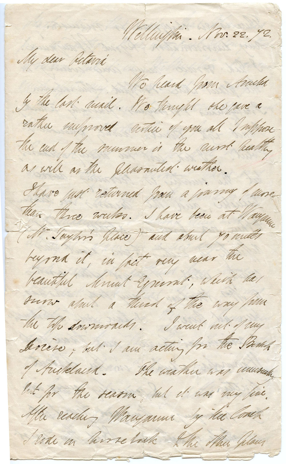 Letter from Octavius Hadfield to his sister Octavia, November 1872