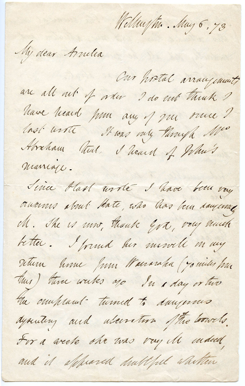 Letter from Octavius Hadfield to his sister Amelia, May 1873