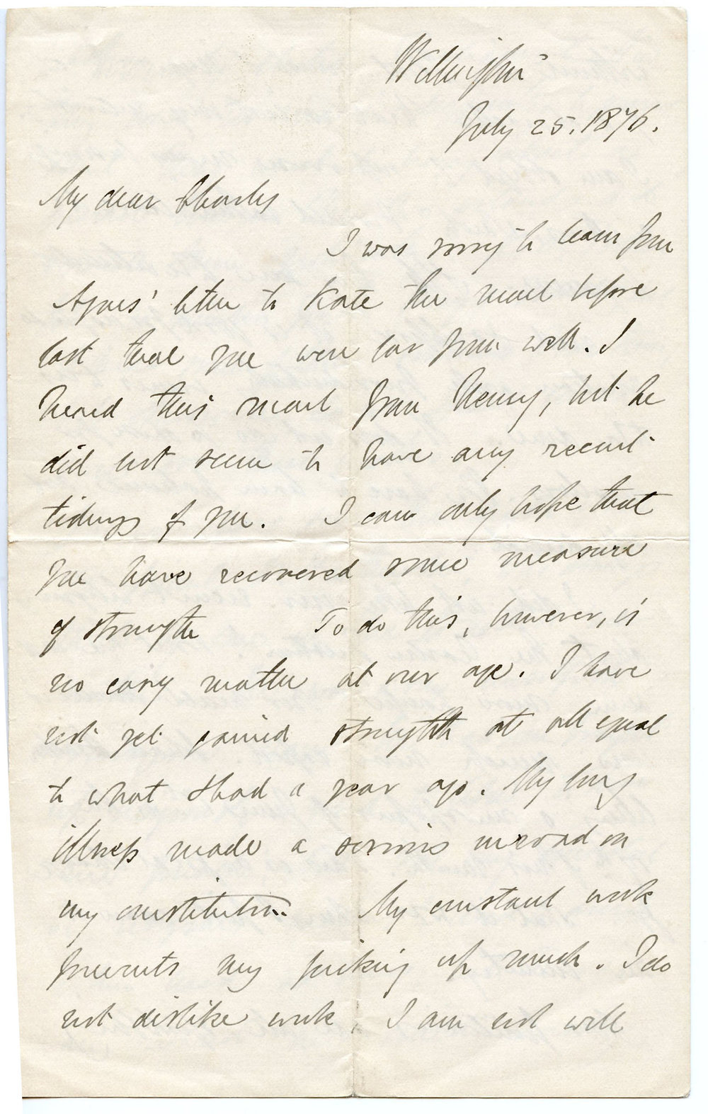 Letter from Octavius Hadfield to his brother Charles, July 1876