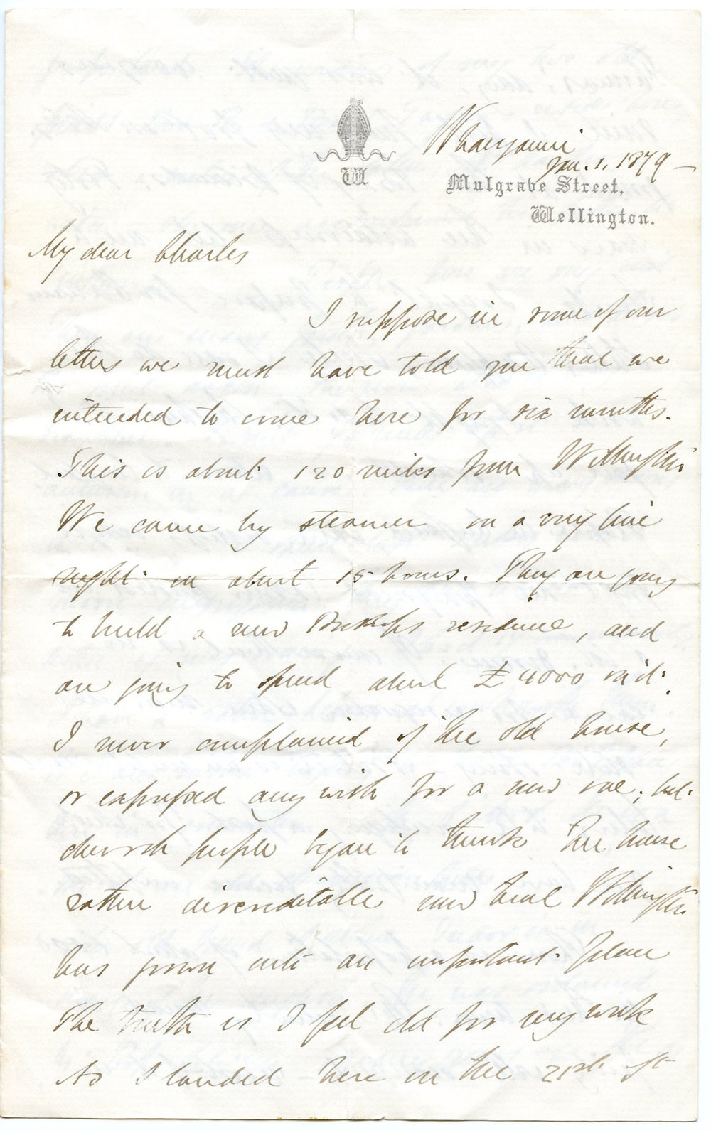 Letter from Octavius Hadfield to his brother Charles, January 1879