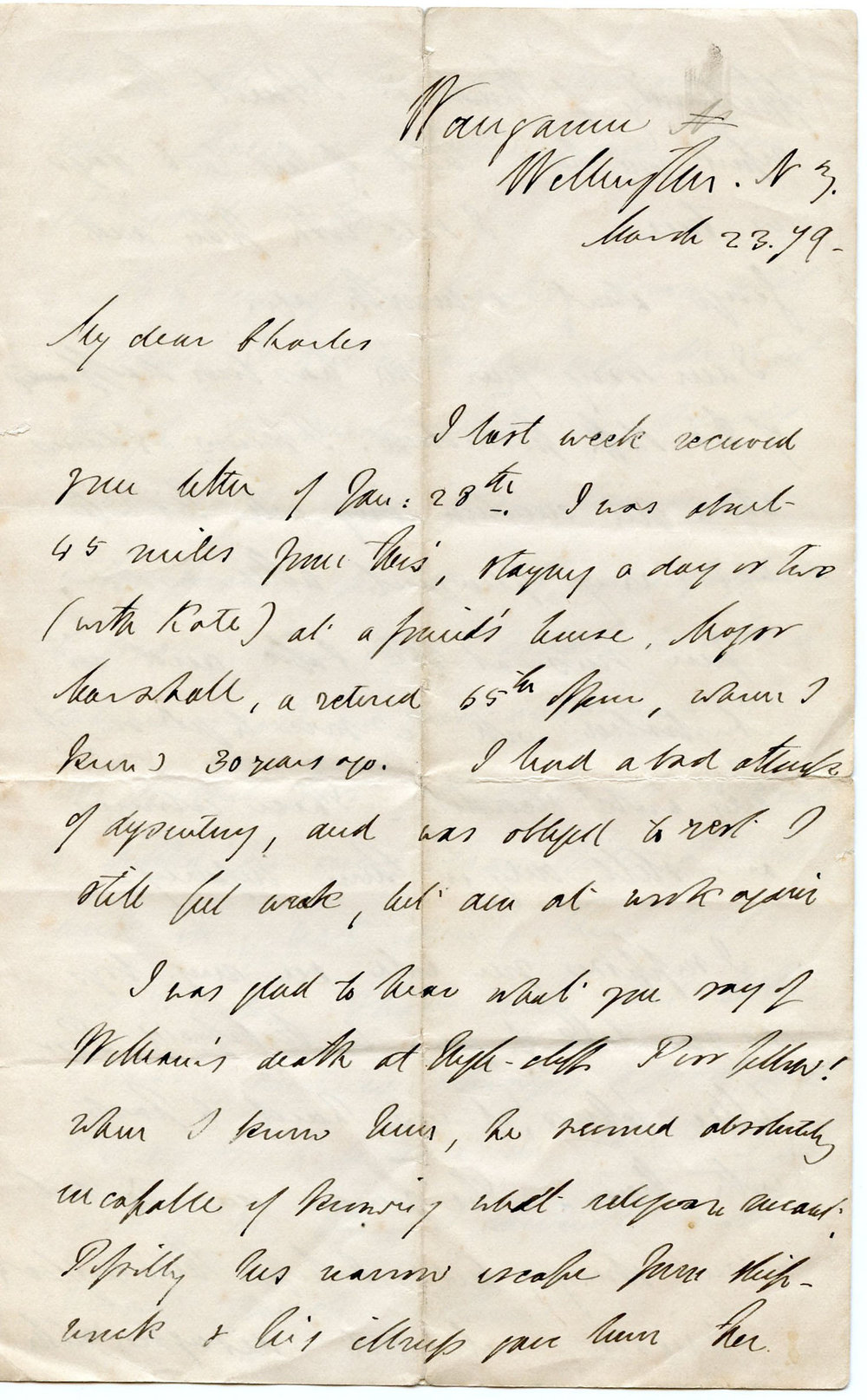 Letter from Octavius Hadfield to his brother Charles, March 1879