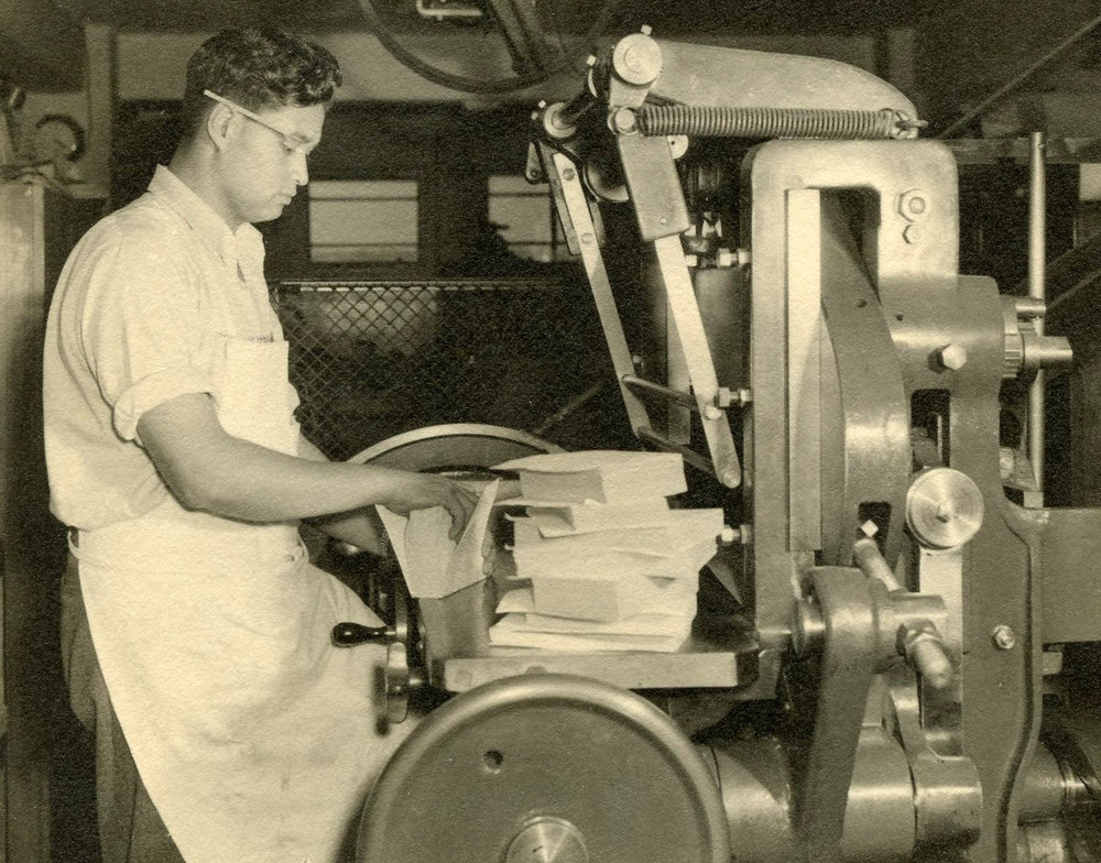 Sam Coleman in the bindery