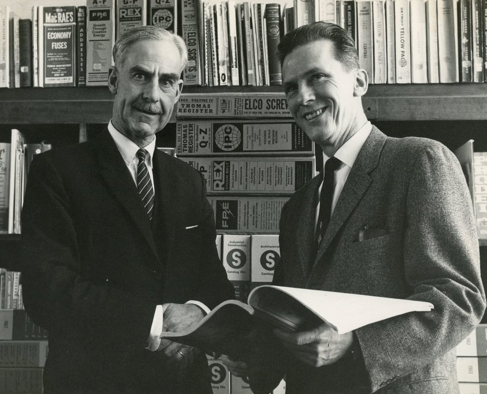 City Librarian Stuart Perry and Mr Howard Newsom