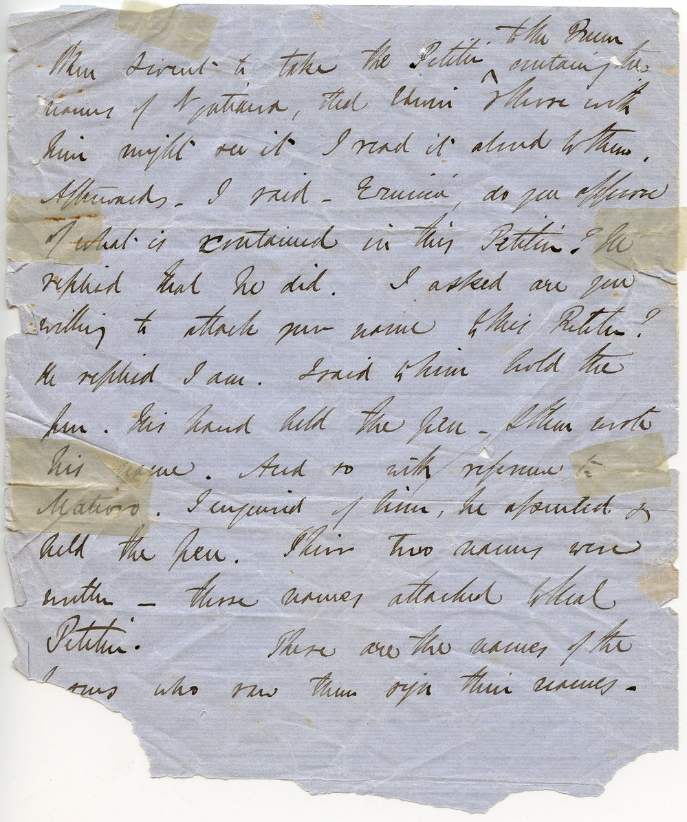 Letter fragment from Octavius Hadfield to an unknown recipient