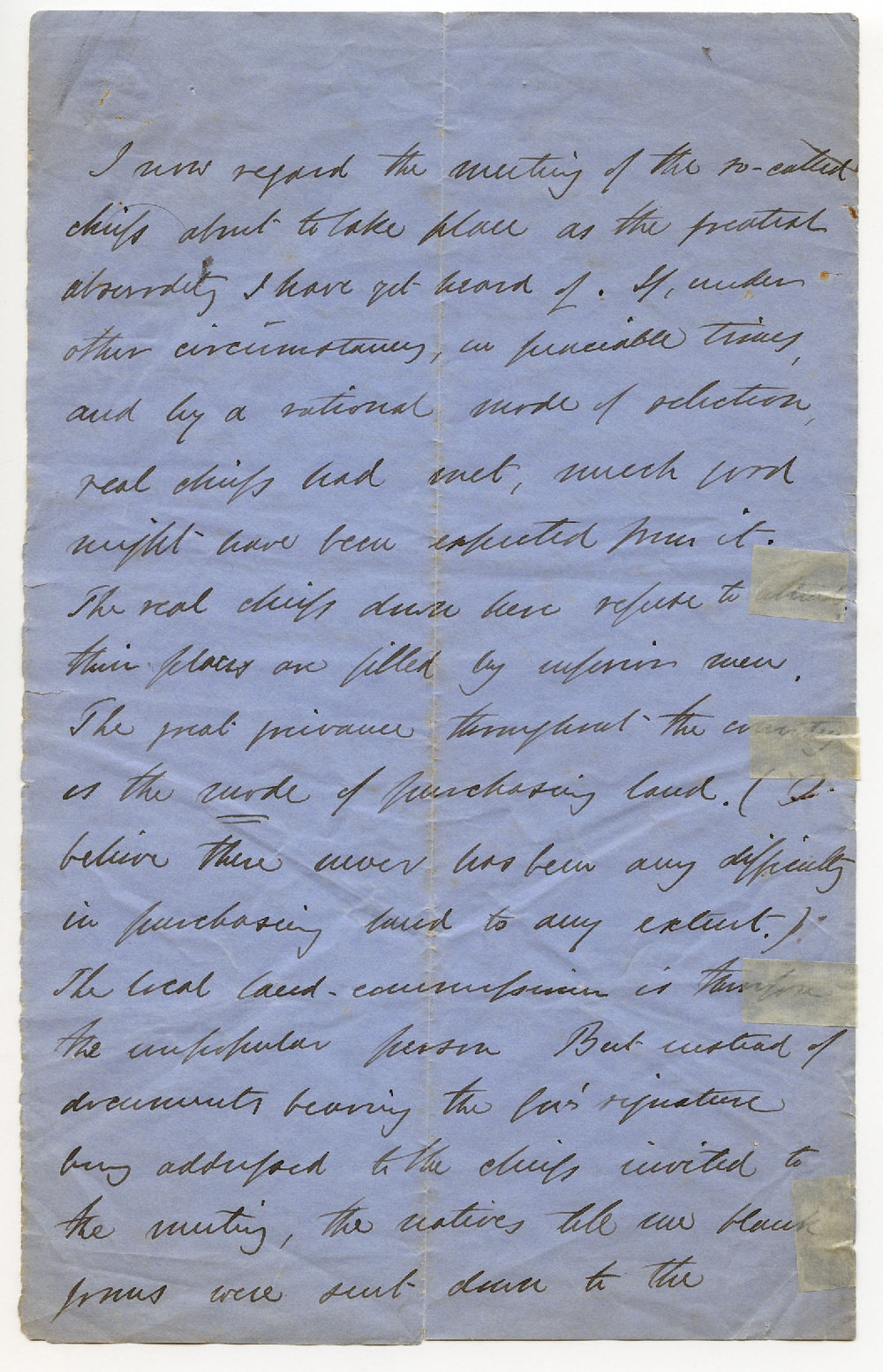 Letter fragment from Octavius Hadfield to Mr. Sewell