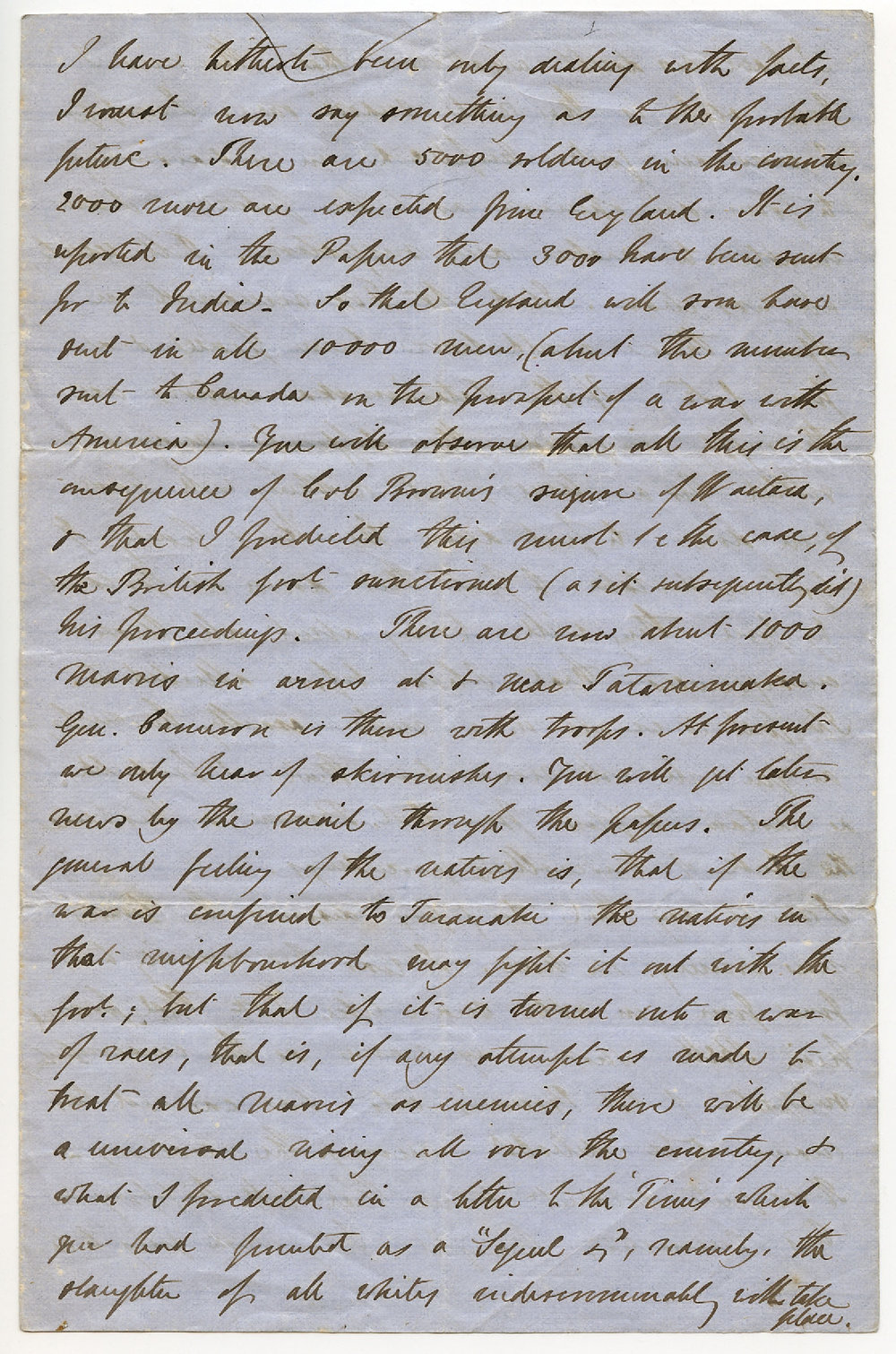 Letter fragment from Octavius Hadfield to an unknown recipient