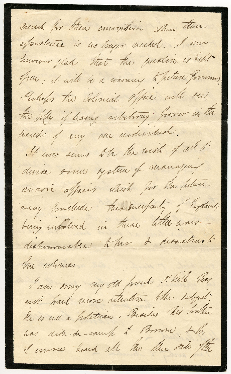 Letter fragment from Octavius Hadfield to his brother Charles