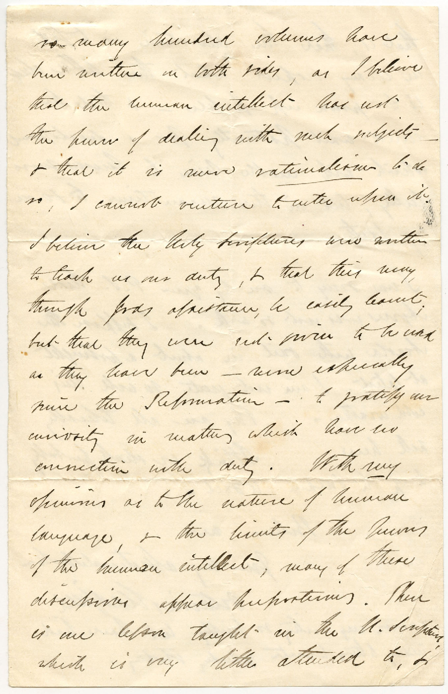 Letter fragment from Octavius Hadfield to his brother Charles