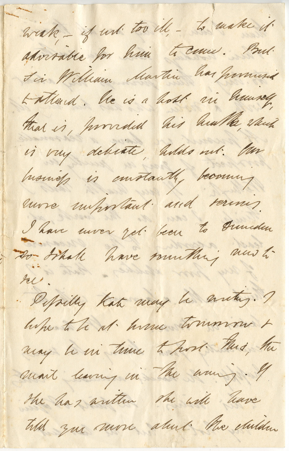 Letter fragment from Octavius Hadfield to an unknown recipient