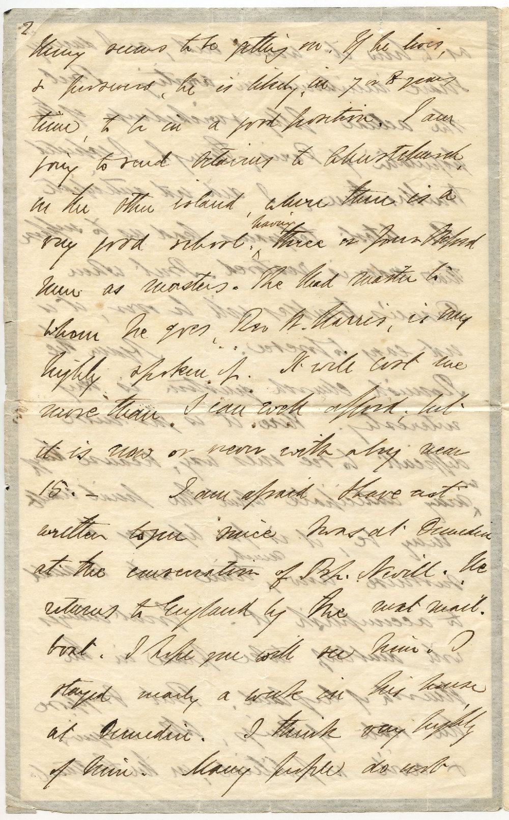 Letter fragment from Octavius Hadfield to an unknown recipient