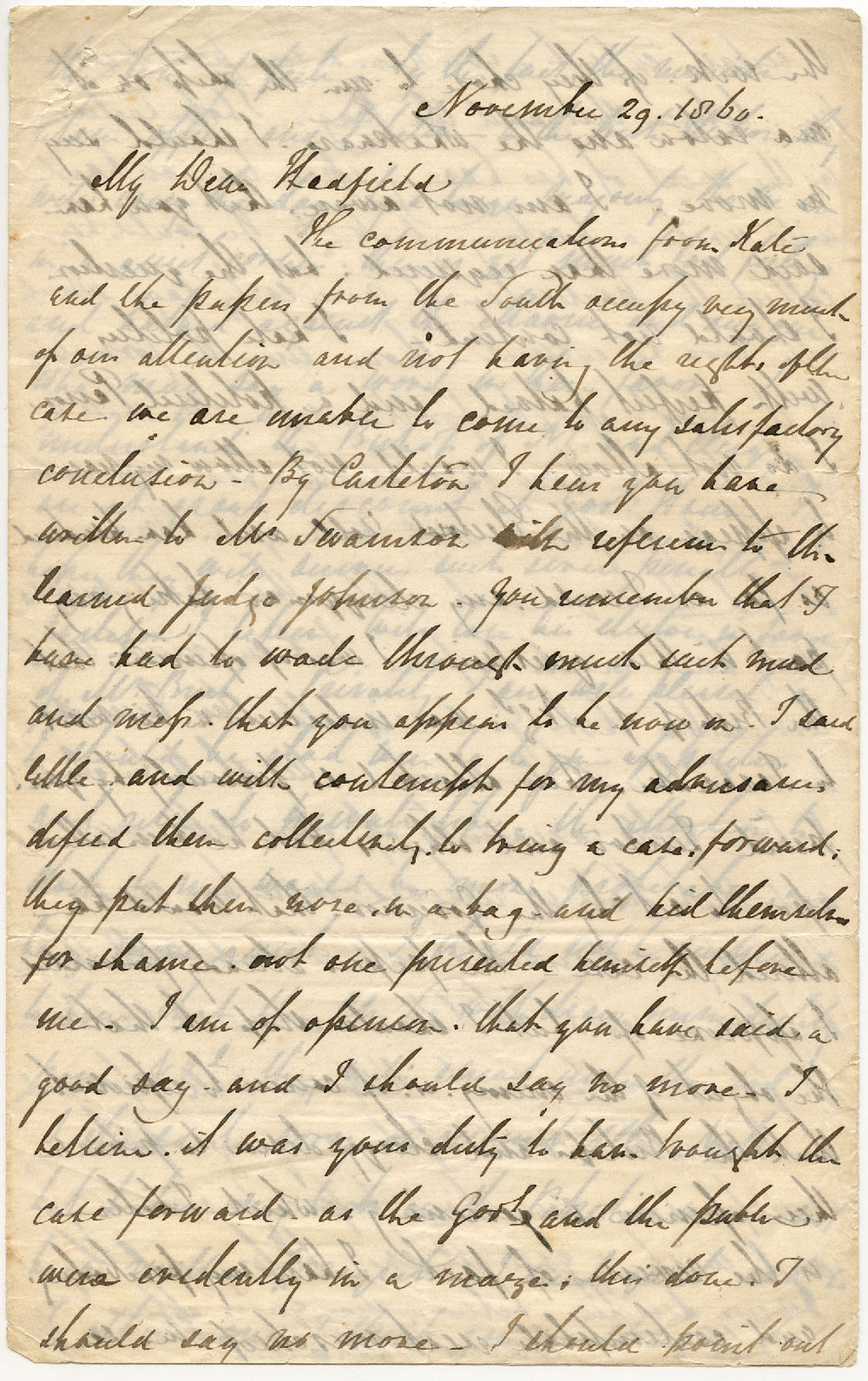 Letter from Henry Williams to Octavius Hadfield, November 1860