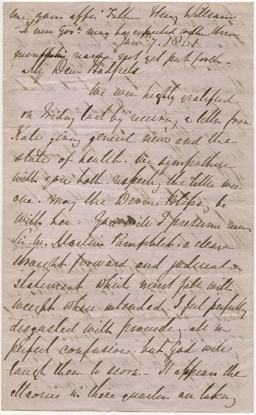 Letter from Henry Williams to Octavius Hadfield, January 1861