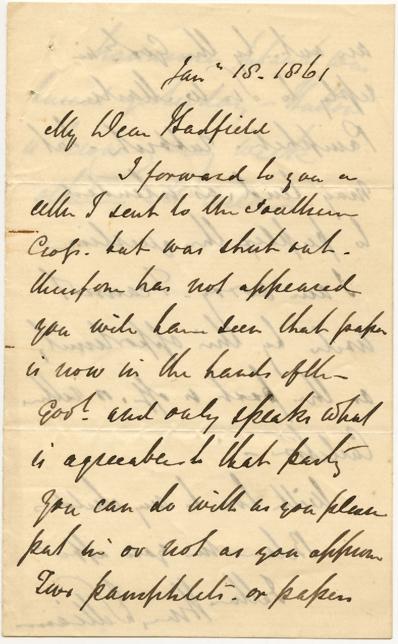 Letter from Henry Williams to Octavius Hadfield, January 1861