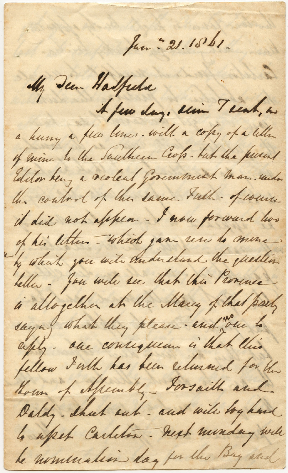Letter from Henry Williams to Octavius Hadfield, January 1861