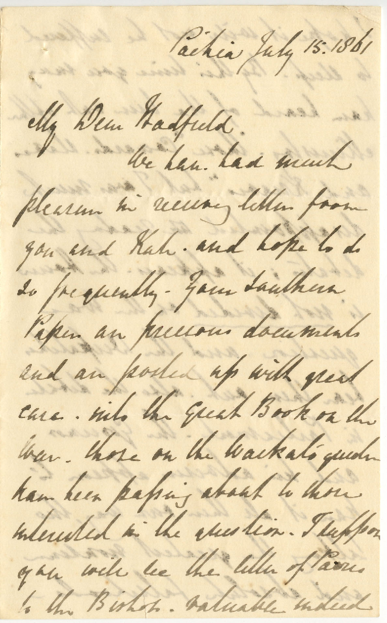 Letter from Henry Williams to Octavius Hadfield, July 1861