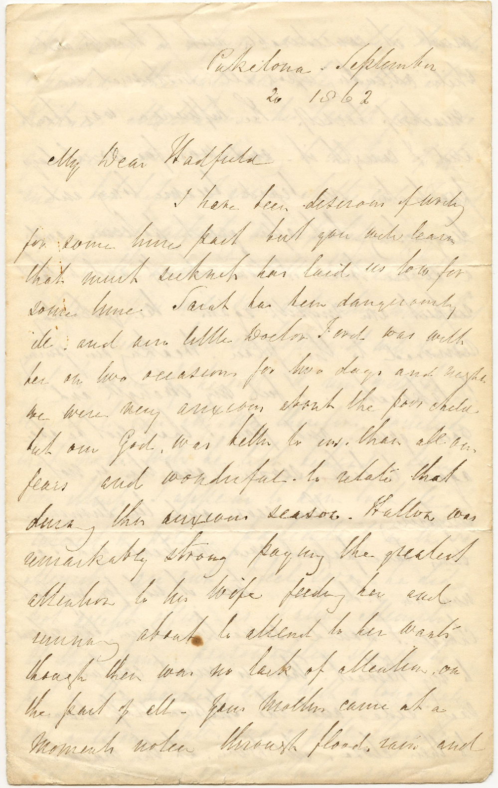 Letter from Henry Williams to Octavius Hadfield, September 1862