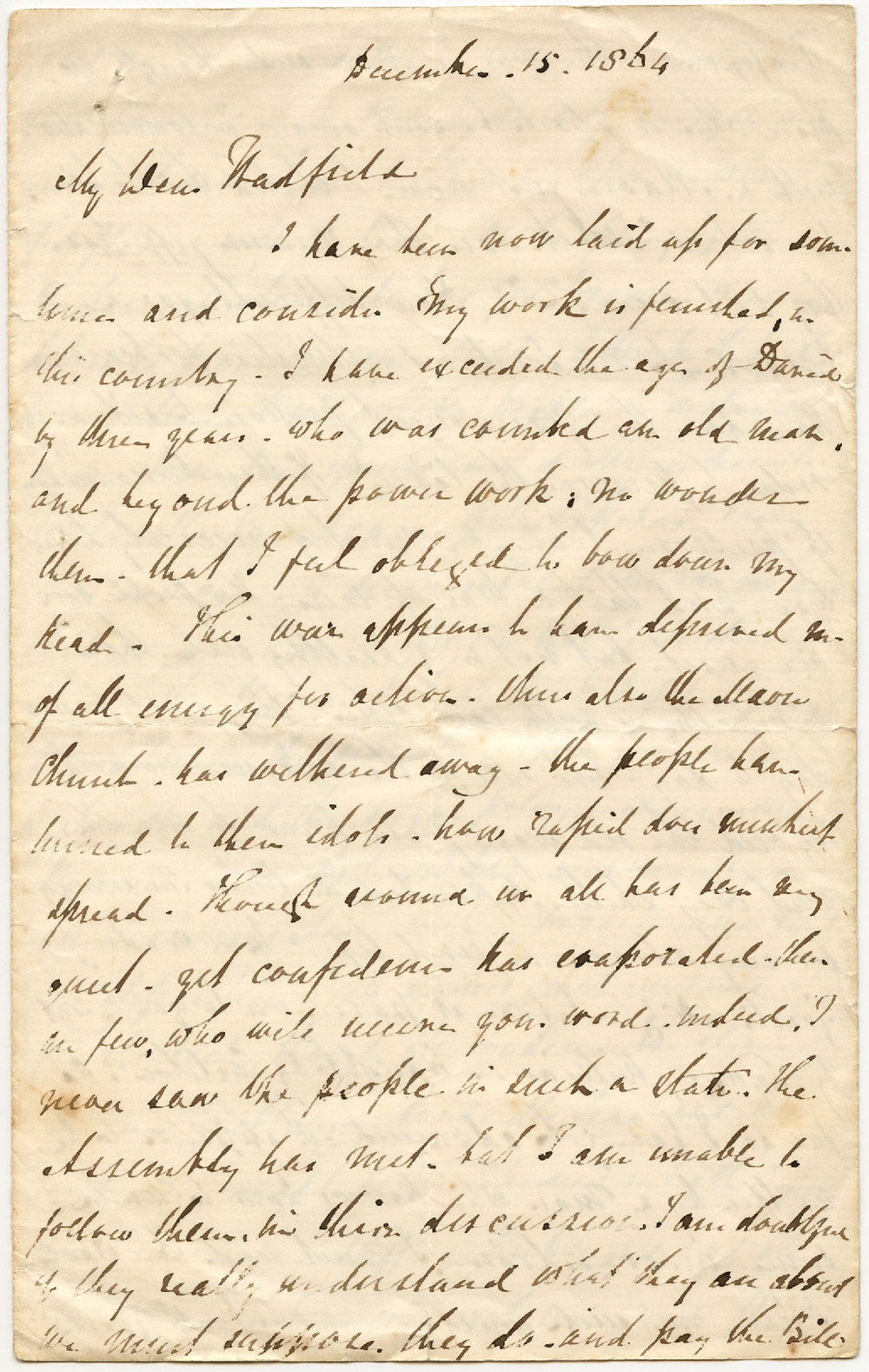 Letter from Henry Williams to Octavius Hadfield, December 1864