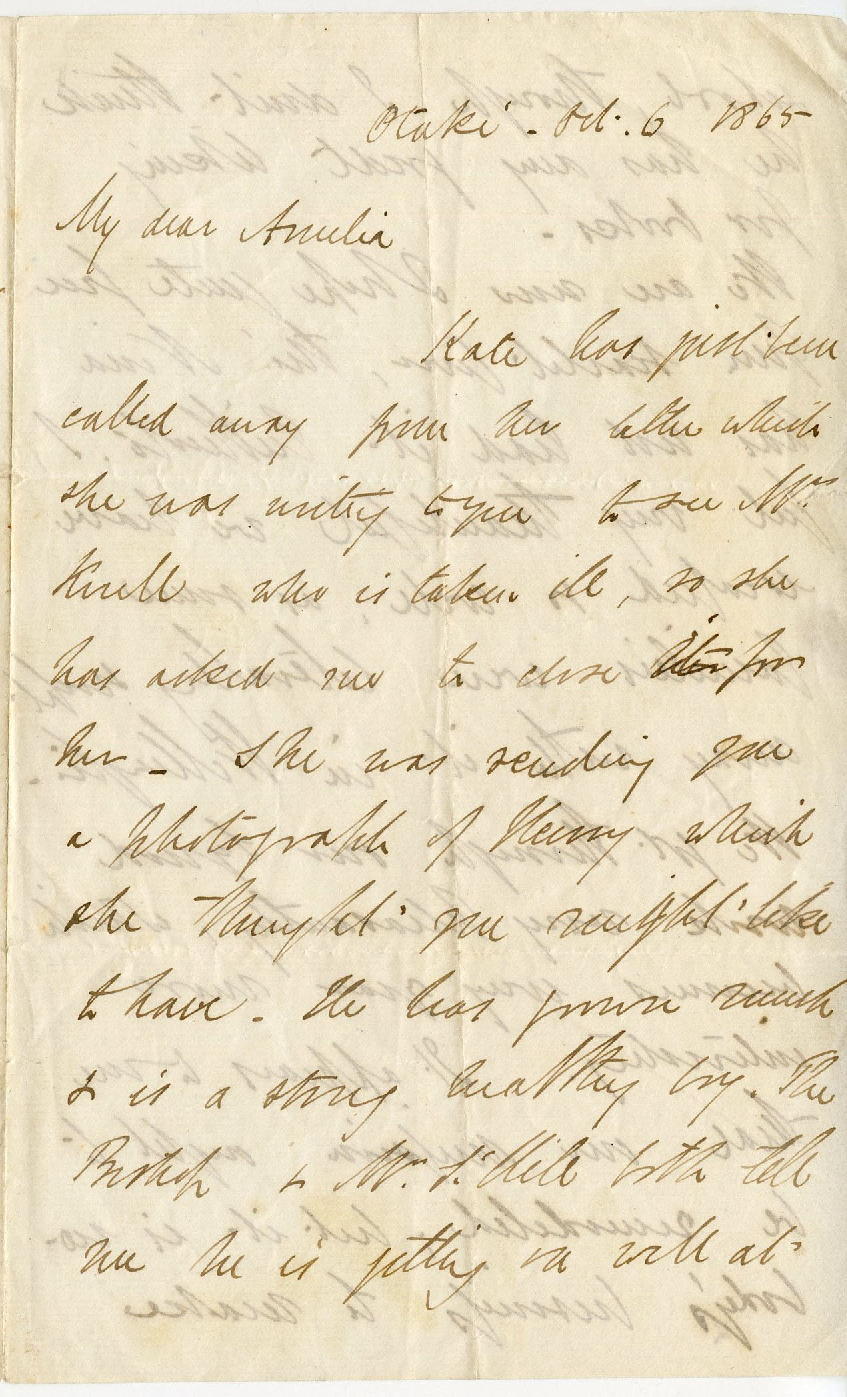 Letter from Octavius Hadfield to his sister Amelia, October 1865