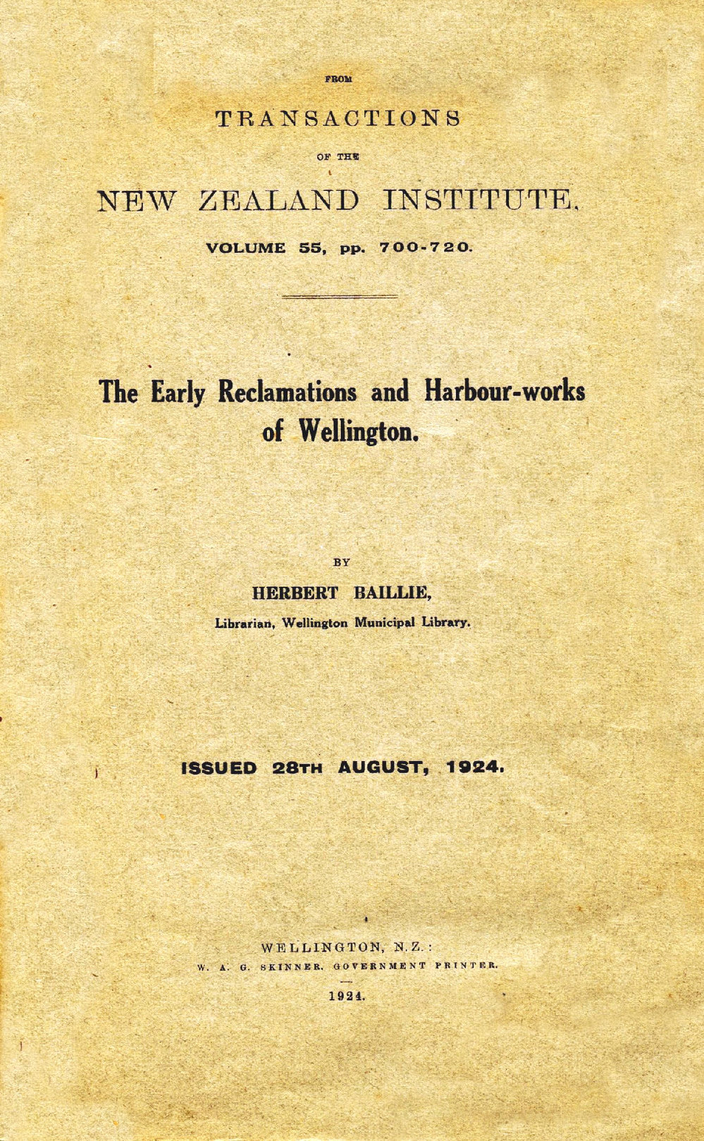 The Early Reclamations and Harbour-works of Wellington