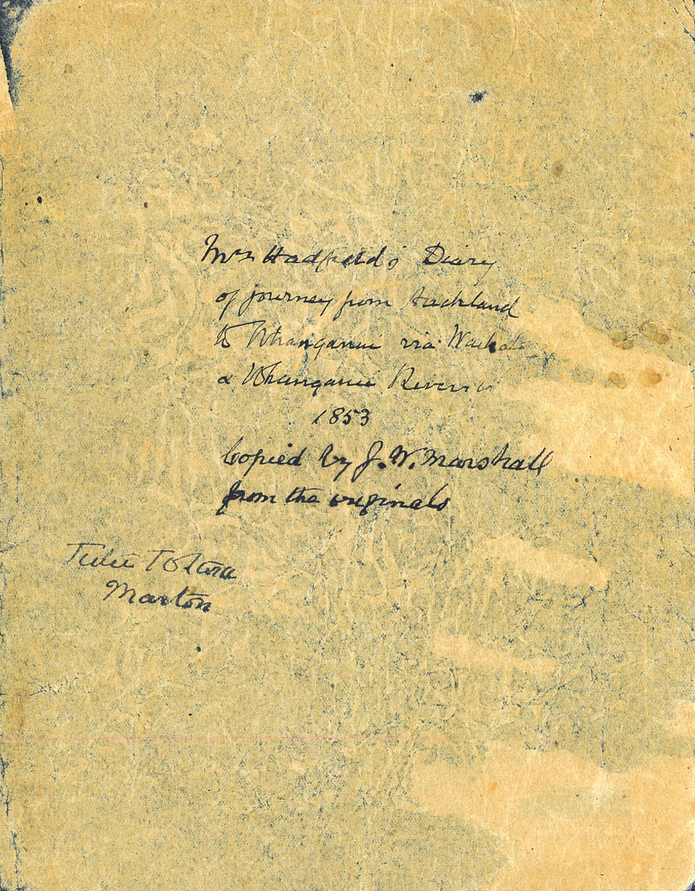 Diary extract from Catherine Hadfield, 1853