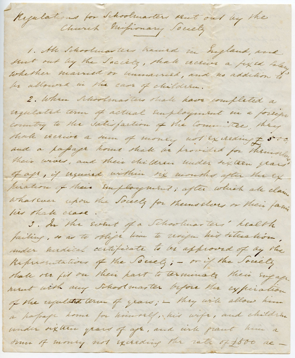 Regulations for Schoolmasters by the Church Missionary Society