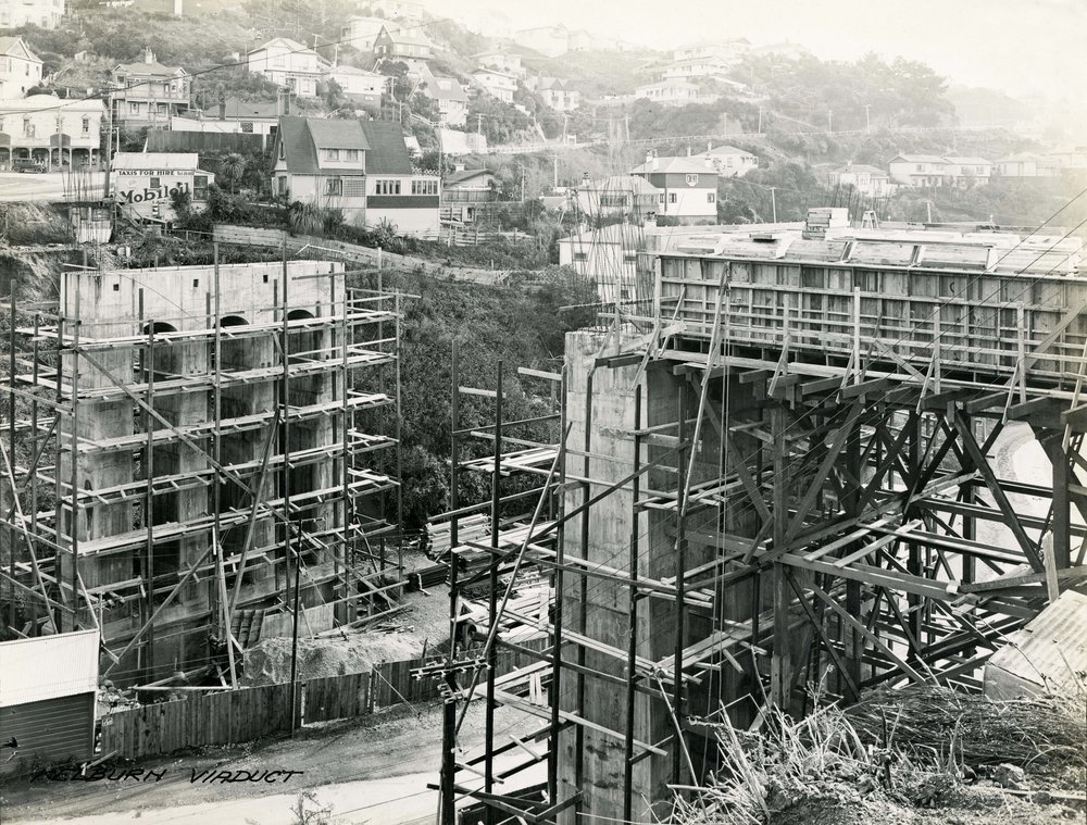 Kelburn Viaduct under construction