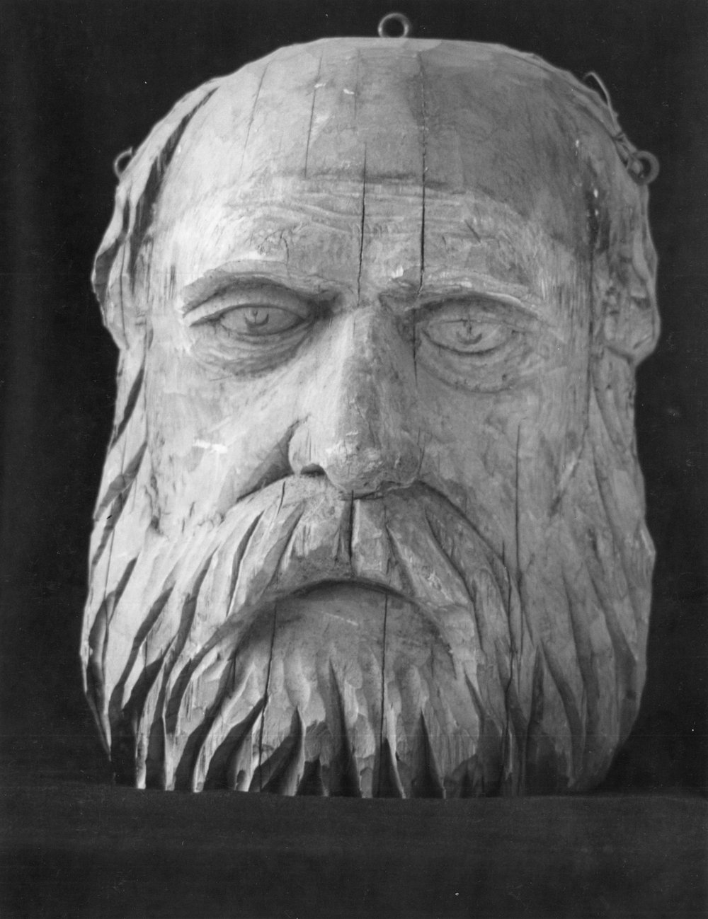 Carved head from the former Albert Hotel