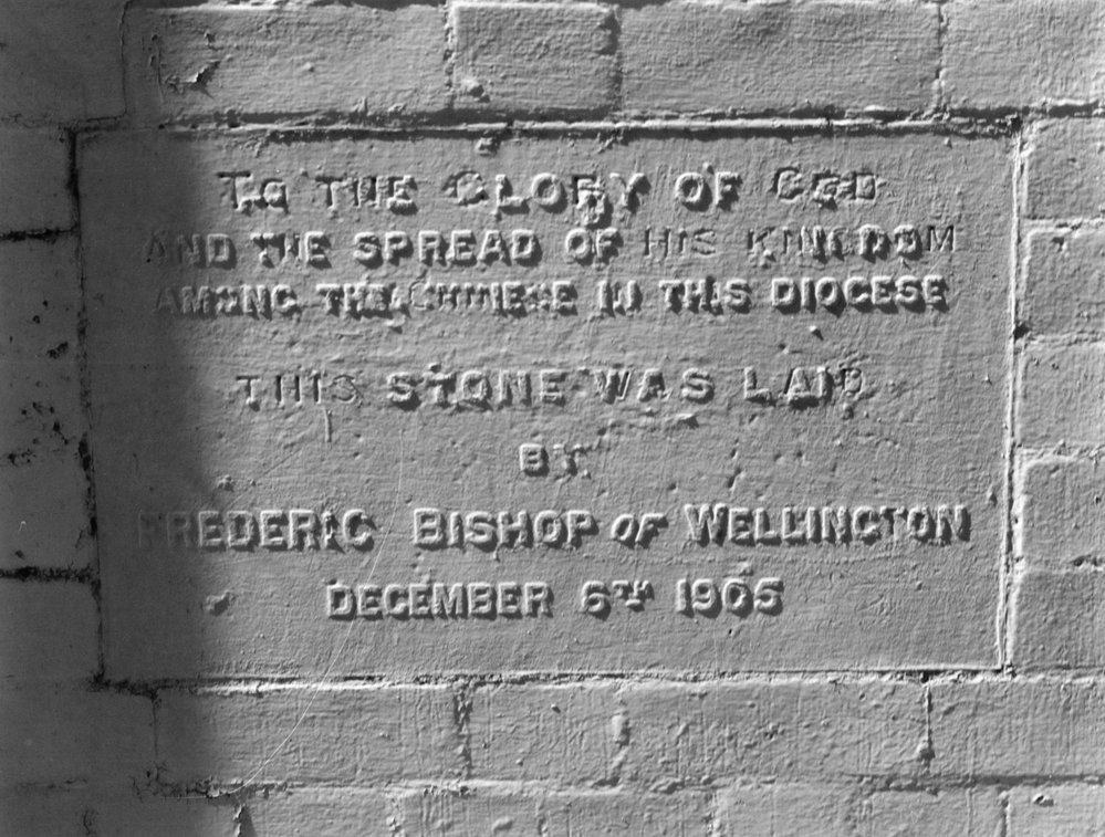 Foundation stone for Chinese Mission Church, 46 Frederick Street, Te Aro