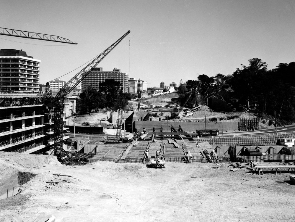 Bowen Street motorway overpass under construction
