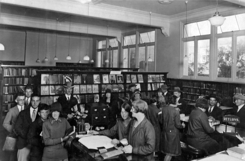 Lending department of the original (1893) library building