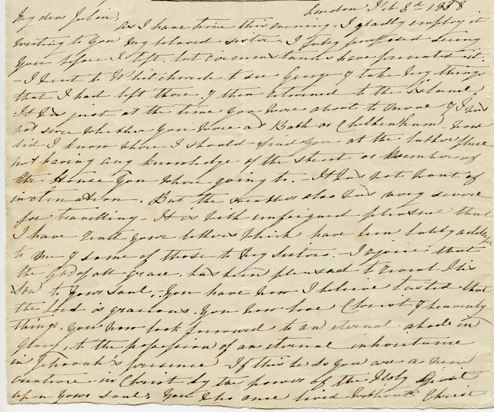 Letter from Octavius Hadfield to his sister Julia, February 1838