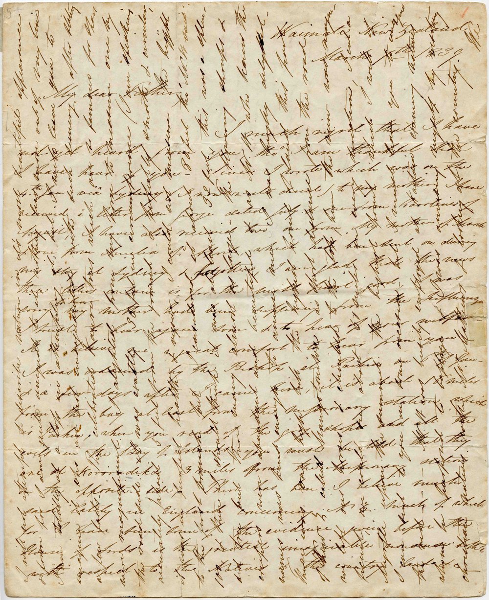 Letter from Octavius Hadfield to his father, March 1839